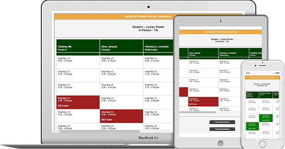 school appointments management software interface